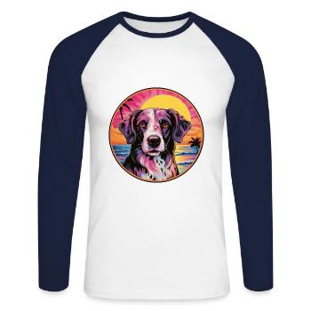Slovensky Kopov Race De Chien Coloré Dessin Animé Waterco - T-shirt baseball manches longues Homme - blanc/marine - Devant - Nik (191cm)