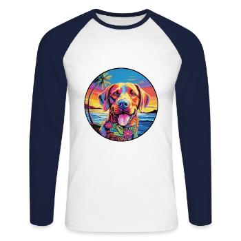 Slovensky Cuvac Race De Chien Coloré Dessin Animé Waterco - T-shirt baseball manches longues Homme - blanc/marine - Devant - Nik (191cm)
