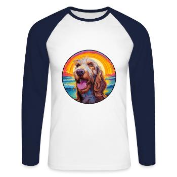 Spinone Italiano Dog Breed Colorful Cartoon Waterc - Unisex Long Sleeve Baseball T-Shirt - white/navy - Front - Nik (191cm)