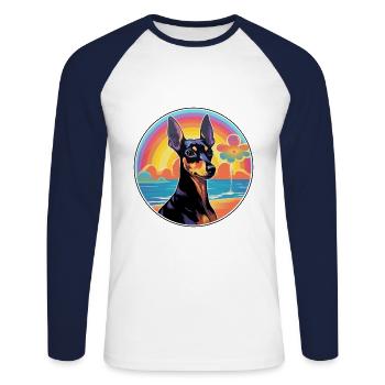 Jouet Manchester Terrier Race De Chien Coloré Dessin Animé - T-shirt baseball manches longues Homme - blanc/marine - Devant - Nik (191cm)