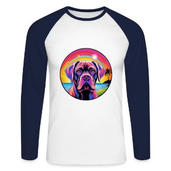 Transmontano Mastiff Dog Breed Colorful Cartoon Wa - Unisex Long Sleeve Baseball T-Shirt - white/navy - Front - Nik (191cm)