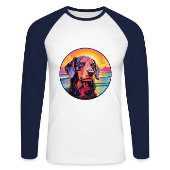 Uruguayan Cimarron Dog Breed Colorful Cartoon Wate - Unisex Long Sleeve Baseball T-Shirt - white/navy - Front - Nik (191cm)