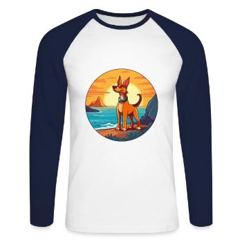 Alopekis Dog Breed Cartoon Kawaii Clipart Dog Pet - Unisex Long Sleeve Baseball T-Shirt - white/navy - Front - Nik (191cm)
