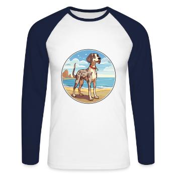 Amerikanischer Leopardenhund Hunderasse Cartoon Kawaii - Unisex Baseballshirt langarm - Weiß/Navy - Vorne - Nik (191cm)