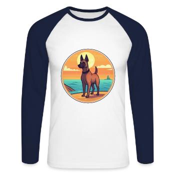 Belgischer Malinois Hund Rasse Cartoon Kawaii Clipart - Unisex Baseballshirt langarm - Weiß/Navy - Vorne - Nik (191cm)