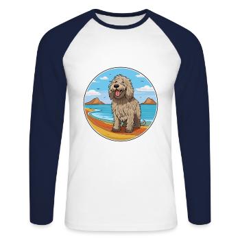 Bergamasco Schäferhund Hund Rasse Cartoon Kawaii Hund - Unisex Baseballshirt langarm - Weiß/Navy - Vorne - Nik (191cm)