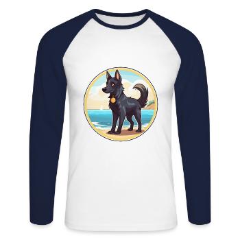 Belgischer Groenendael Hund Rasse Cartoon Kawaii Hund - Unisex Baseballshirt langarm - Weiß/Navy - Vorne - Nik (191cm)