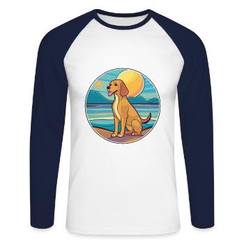 Braque Saint Germain Hunderasse Cartoon Kawaii Hund - Unisex Baseballshirt langarm - Weiß/Navy - Vorne - Nik (191cm)