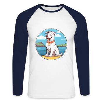 Kanadischer Labrador Husky Hunderasse Cartoon Kawaii - Unisex Baseballshirt langarm - Weiß/Navy - Vorne - Nik (191cm)