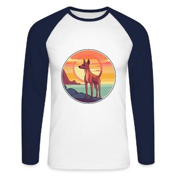 Cirneco Dell Ätna Hund Rasse Cartoon Kawaii Clipart - Unisex Baseballshirt langarm - Weiß/Navy - Vorne - Nik (191cm)
