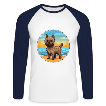 Cairn Terrier Hund Rasse Cartoon Kawaii Clipart Hund - Unisex Baseballshirt langarm - Weiß/Navy - Vorne - Nik (191cm)