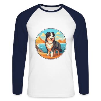 Carpathian Shepherd Dog Breed Cartoon Kawaii Dog - Unisex Long Sleeve Baseball T-Shirt - white/navy - Front - Nik (191cm)