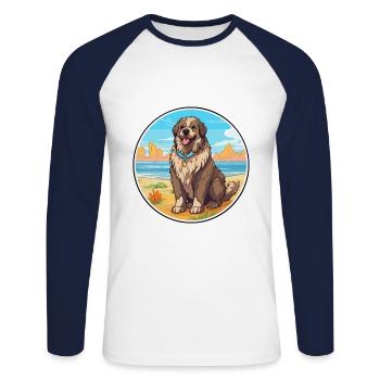 Caucasian Shepherd Dog Breed Cartoon Kawaii Dog - Unisex Long Sleeve Baseball T-Shirt - white/navy - Front - Nik (191cm)