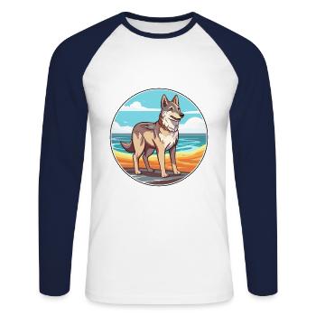 Tschechoslowakischer Wolfshund Hunderasse Karikatur Kawaii - Unisex Baseballshirt langarm - Weiß/Navy - Vorne - Nik (191cm)