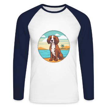 German Spaniel Dog Breed Cartoon Kawaii Clipart - Unisex Long Sleeve Baseball T-Shirt - white/navy - Front - Nik (191cm)