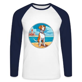 Grand Anglo Francais Dog Breed Cartoon Kawaii Dog - Unisex Long Sleeve Baseball T-Shirt - white/navy - Front - Nik (191cm)