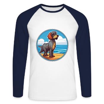 Griffon Bleu De Gascogne Race De Chien Cartoon Kawaii - T-shirt baseball manches longues Homme - blanc/marine - Devant - Nik (191cm)