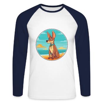 Hare Indian Dog Breed Cartoon Kawaii Clipart Dog - Unisex Long Sleeve Baseball T-Shirt - white/navy - Front - Nik (191cm)