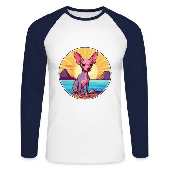 Inka Haarloser Hund Rasse Cartoon Kawaii Clipart Hund - Unisex Baseballshirt langarm - Weiß/Navy - Vorne - Nik (191cm)