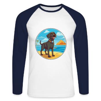 Labrador Retriever Hund Rasse Cartoon Kawaii Hund - Unisex Baseballshirt langarm - Weiß/Navy - Vorne - Nik (191cm)