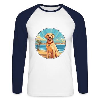 Labrador Hund Rasse Cartoon Kawaii Clipart Hund Haustier - Unisex Baseballshirt langarm - Weiß/Navy - Vorne - Nik (191cm)