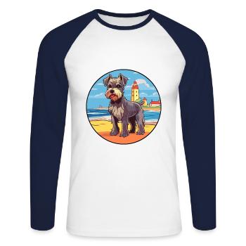 Mittelschnauze chien race Cartoon Kawaii Clipart - T-shirt baseball manches longues Homme - blanc/marine - Devant - Nik (191cm)