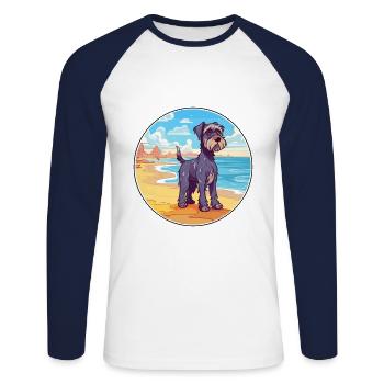 Mittelschnauzer Hund Rasse Cartoon Kawaii Clipart - Unisex Baseballshirt langarm - Weiß/Navy - Vorne - Nik (191cm)