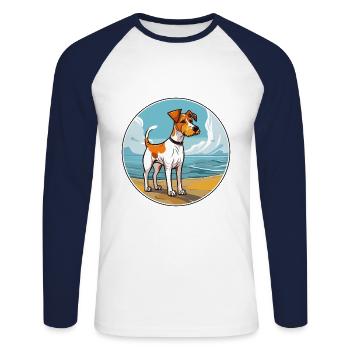 Miniatur Foxterrier Hund Rasse Cartoon Kawaii Hund - Unisex Baseballshirt langarm - Weiß/Navy - Vorne - Nik (191cm)
