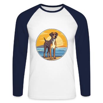 Mountain Cur Hund Rasse Cartoon Kawaii Clipart Hund - Unisex Baseballshirt langarm - Weiß/Navy - Vorne - Nik (191cm)