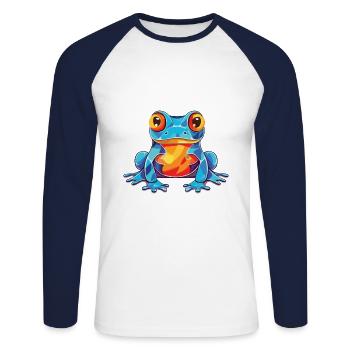 Grenouille Aquarelle Colorée Animal Illustration D’animaux De Compagnie - T-shirt baseball manches longues Homme - blanc/marine - Devant - Nik (191cm)