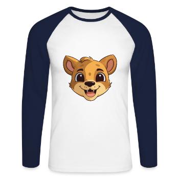 Illustration d’aquarelle de bande dessinée de bébé chat - T-shirt baseball manches longues Homme - blanc/marine - Devant - Nik (191cm)