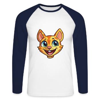 Ocicat Illustration Aquarelle De Dessin Animé Coloré - T-shirt baseball manches longues Homme - blanc/marine - Devant - Nik (191cm)