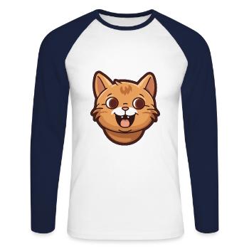 Havanna Braune Katze Karikatur Aquarell Illustration - Unisex Baseballshirt langarm - Weiß/Navy - Vorne - Nik (191cm)