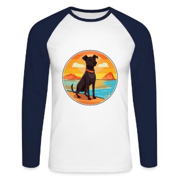 Patterdale Terrier Hund Rasse Cartoon Kawaii Hund - Unisex Baseballshirt langarm - Weiß/Navy - Vorne - Nik (191cm)