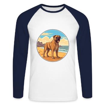 Perro de Presa Canario Hunderasse Cartoon Kawaii - Unisex Baseballshirt langarm - Weiß/Navy - Vorne - Nik (191cm)