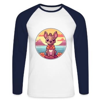 Chien d’orchidée inca péruvienne race dessin animé Kawaii chien - T-shirt baseball manches longues Homme - blanc/marine - Devant - Nik (191cm)