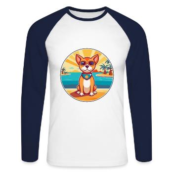 Perro de Presa Mallorquinische Hunderasse Cartoon Kawaii - Unisex Baseballshirt langarm - Weiß/Navy - Vorne - Nik (191cm)