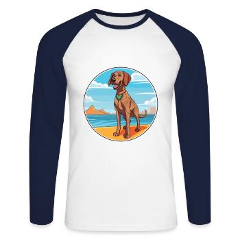 Plott Hund Rasse Cartoon Kawaii Clipart Hund - Unisex Baseballshirt langarm - Weiß/Navy - Vorne - Nik (191cm)