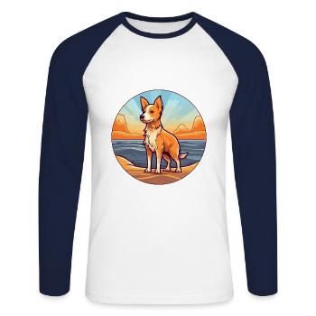Portugiesischer Podengo Hund Rasse Cartoon Kawaii Hund - Unisex Baseballshirt langarm - Weiß/Navy - Vorne - Nik (191cm)
