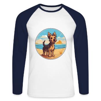 Ormskirk Terrier Hund Rasse Cartoon Kawaii Clipart - Unisex Baseballshirt langarm - Weiß/Navy - Vorne - Nik (191cm)