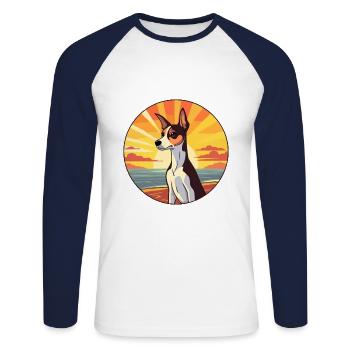Rat Terrier chien race Cartoon Kawaii Clipart chien - T-shirt baseball manches longues Homme - blanc/marine - Devant - Nik (191cm)