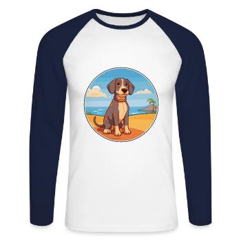 Tosa Hund Rasse Cartoon Kawaii Clipart Aquarell - Unisex Baseballshirt langarm - Weiß/Navy - Vorne - Nik (191cm)