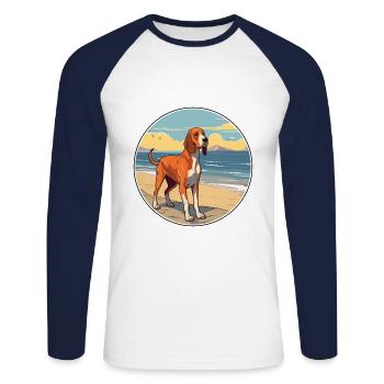 Russischer Jagdhund Rasse Cartoon Kawaii Clipart Hund - Unisex Baseballshirt langarm - Weiß/Navy - Vorne - Nik (191cm)