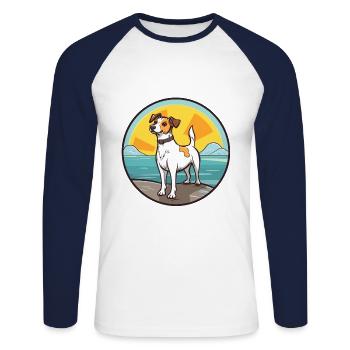 Tenterfield Terrier Hund Rasse Cartoon Kawaii Hund - Unisex Baseballshirt langarm - Weiß/Navy - Vorne - Nik (191cm)