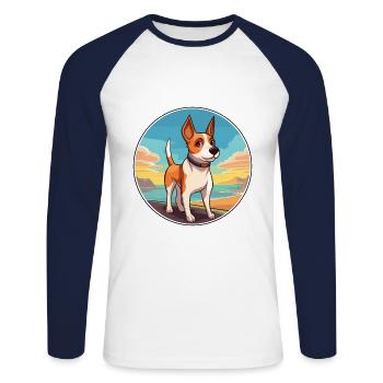 Teddy Roosevelt Terrier Dog Breed Cartoon Kawaii - Unisex Long Sleeve Baseball T-Shirt - white/navy - Front - Nik (191cm)