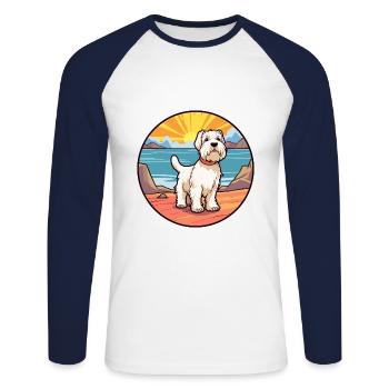 Sealyham Terrier Dog Breed Cartoon Kawaii Clipart - Unisex Long Sleeve Baseball T-Shirt - white/navy - Front - Nik (191cm)