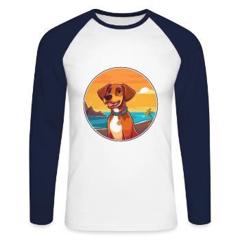 Sapsali Dog Breed Cartoon Kawaii Clipart Dog Pet - Unisex Long Sleeve Baseball T-Shirt - white/navy - Front - Nik (191cm)