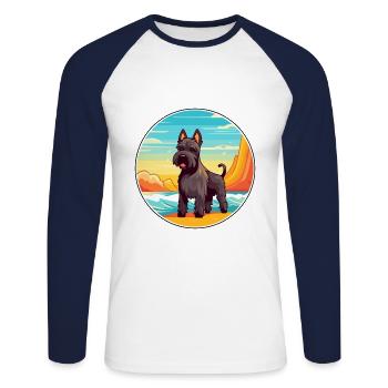 schottischer terrier hunderasse cartoon kawaii clipart - Unisex Baseballshirt langarm - Weiß/Navy - Vorne - Nik (191cm)
