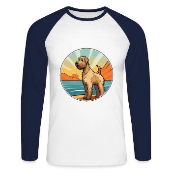 Soft Coated Wheaten Terrier Dog Breed Cartoon Pet - Unisex Long Sleeve Baseball T-Shirt - white/navy - Front - Nik (191cm)