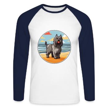 Skye Terrier Hund Rasse Cartoon Kawaii Clipart Hund - Unisex Baseballshirt langarm - Weiß/Navy - Vorne - Nik (191cm)